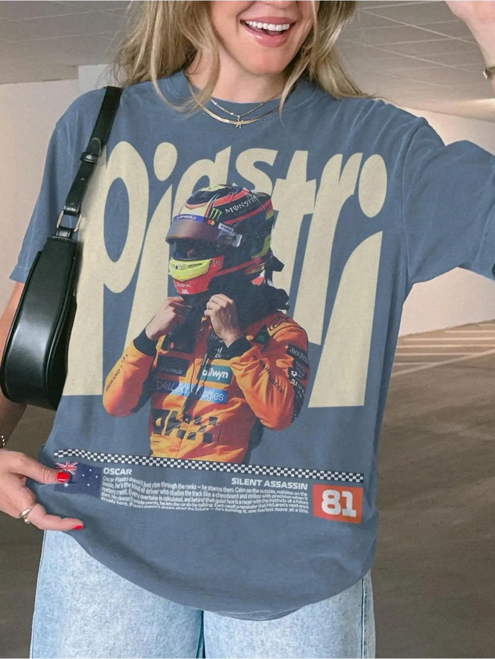 Graphic Race Driver Print Men’s Shirt - Blue